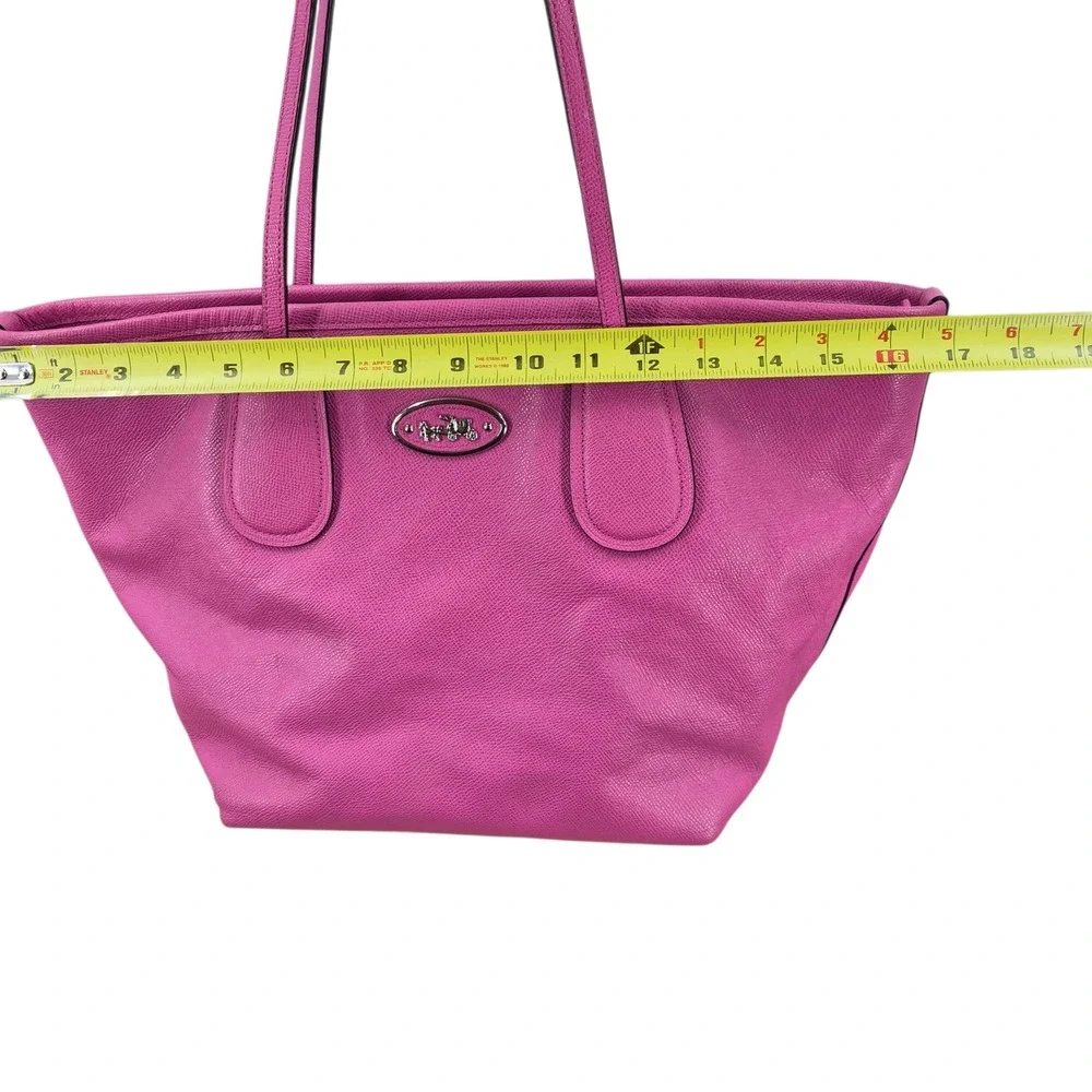 Coach Taxi Tote Pink Pebbled Leather Top Zip